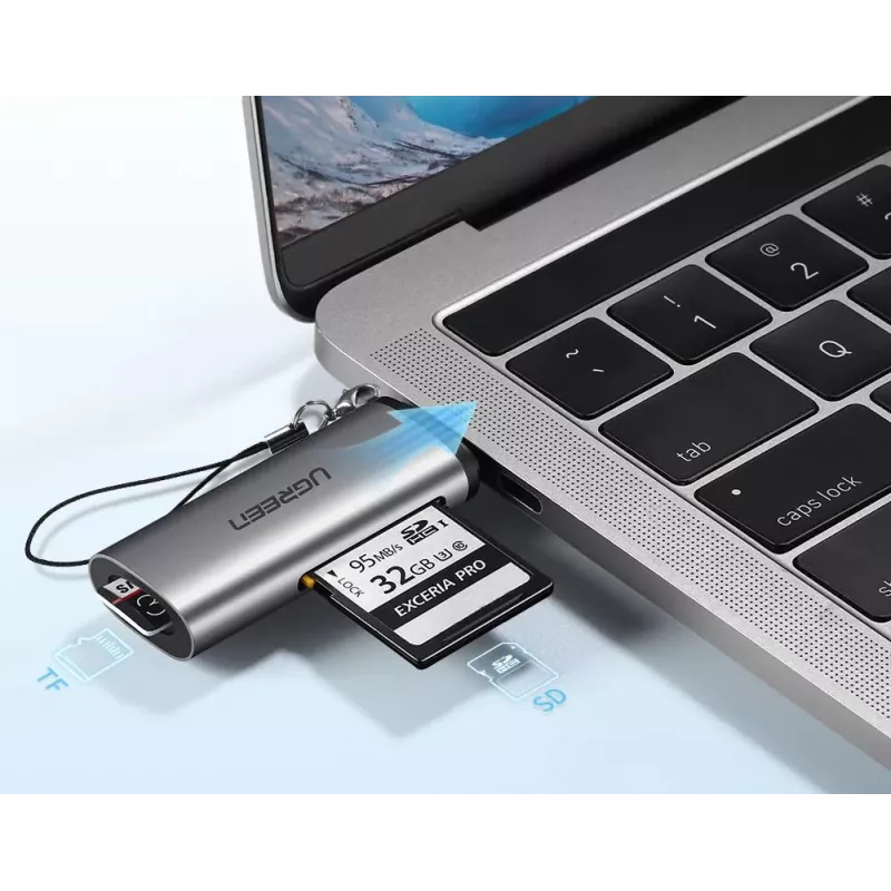Čítačka kariet Ugreen 50704 USB 3.2 Gen 1 (3.1 Gen 1) Type-C sivá