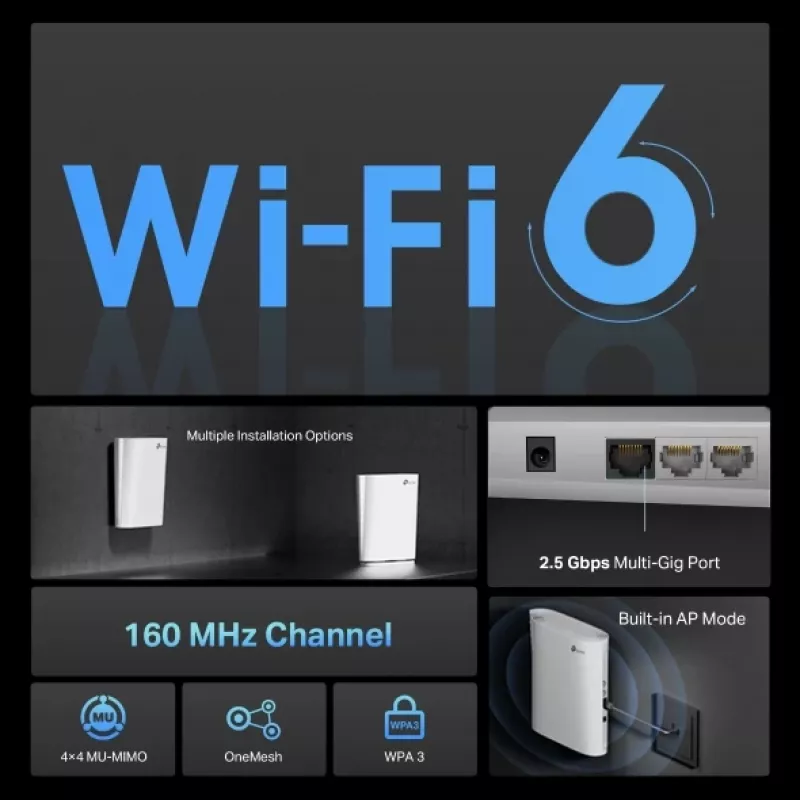 TP-Link AX6000 Mesh Wi-Fi 6 biela 1000, 2500 Mbit/s