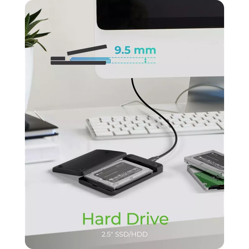ICY BOX IB-201T-CU31 puzdro na SSD čierne 2,5 palca