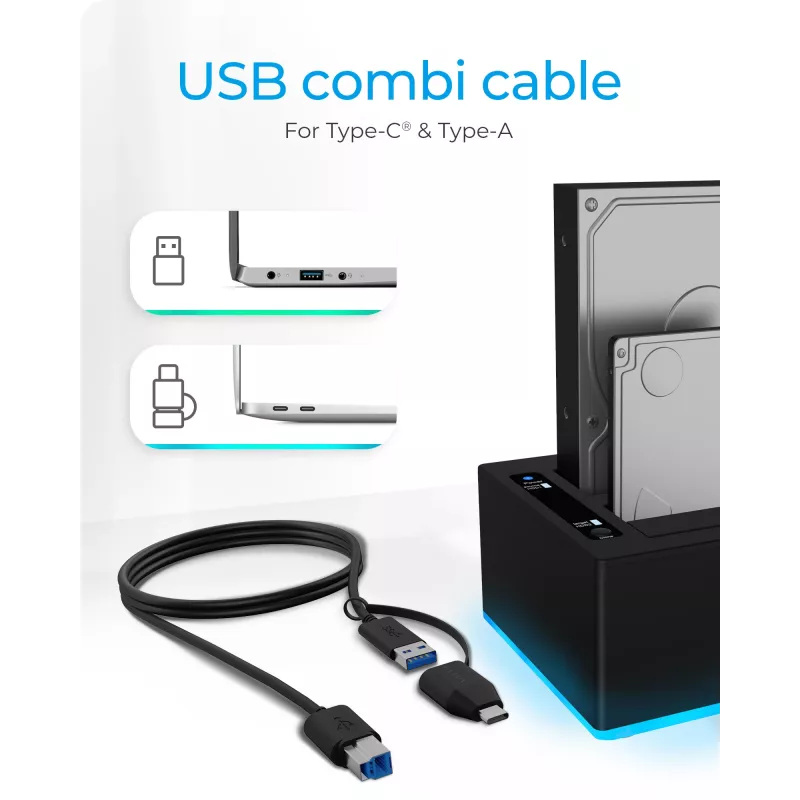 ICY BOX IB-127CL-U3 USB 3.2 Gen 1 (3.1 Gen 1) Type-B čierny