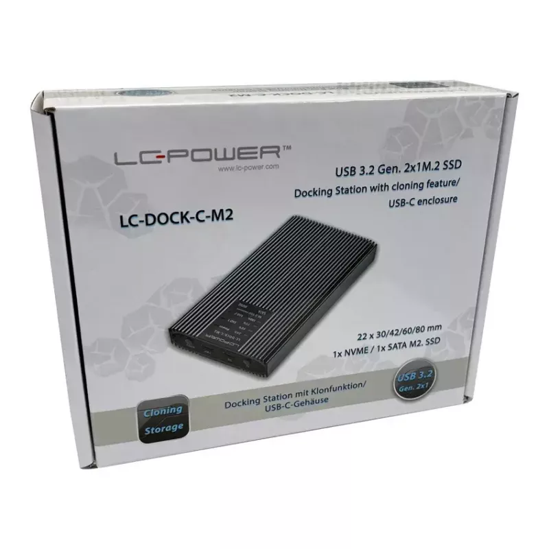 LC-Power LC-DOCK-C-M2 dokovacia stanica USB 3.2 pre SSD M.2 NVMe a SATA