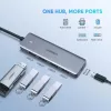 UGREEN 70336 (CM219) rozbočovač USB-C na 4x USB 3.0, 5 Gbps, OTG, napájací port USB-C, kábel 15 cm, sivý