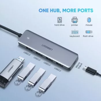 Ugreen 70336 rozbočovač USB 3.2 Gen 1 (3.1 Gen 1) Type-C 5000 Mbit/s