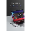 UGREEN 70336 (CM219) rozbočovač USB-C na 4x USB 3.0, 5 Gbps, OTG, napájací port USB-C, kábel 15 cm, sivý