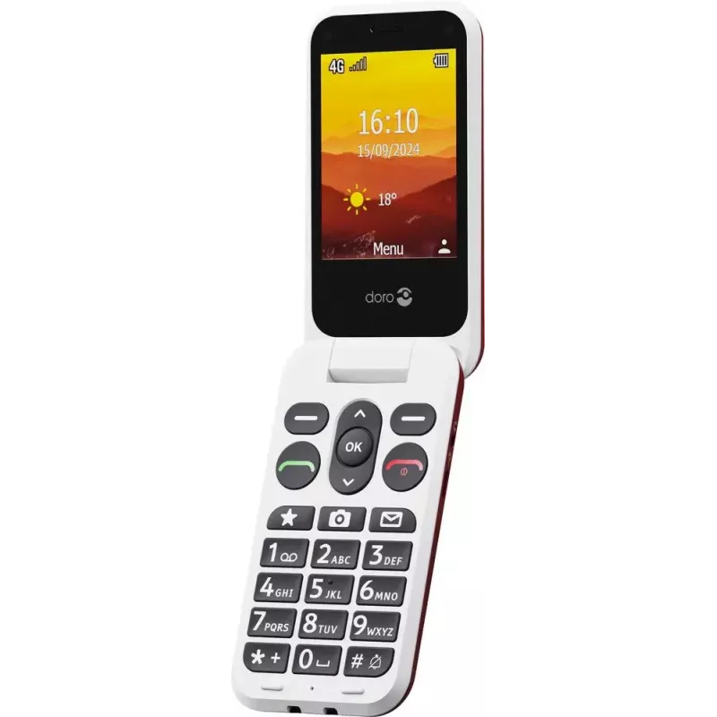 Mobilný telefón Doro Leva L20 4G, 2,8-palcový displej, červeno-biely