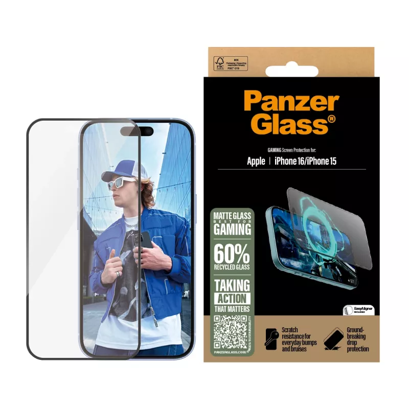 PanzerGlass ® Gaming ochrana displeja iPhone 16 | 15 | Ultra-Wide Fit