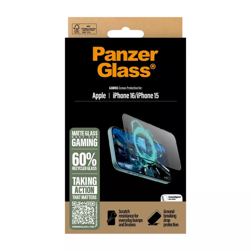 PanzerGlass ® Gaming ochrana displeja iPhone 16 | 15 | Ultra-Wide Fit