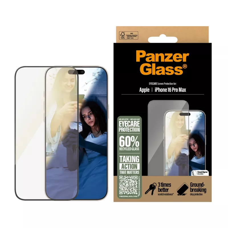 PanzerGlass ® EyeCARE™ ochranná fólia displeja iPhone 16 Pro Max | Ultra-Wide Fit