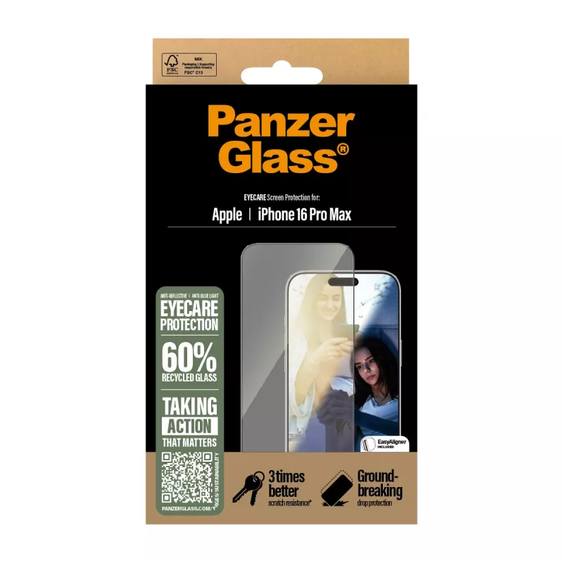 PanzerGlass ® EyeCARE™ ochranná fólia displeja iPhone 16 Pro Max | Ultra-Wide Fit
