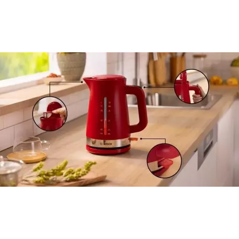 Bosch TWK4M224 elektrická kanvica 1,7 L 2400 W červená