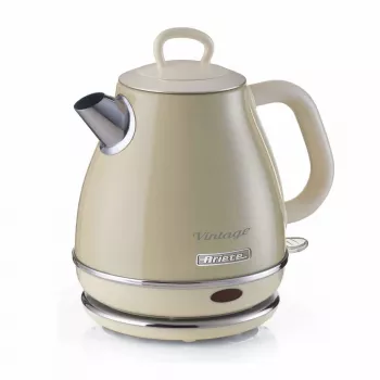 Ariete 2868 Vintage 1 L dizajnová elektrická kanvica z nerezovej ocele na nálevy, čaj a bylinkové nápoje, automatické vypnutie, ergonomická rukoväť, 1 liter, 1600 W, svetlobéžová