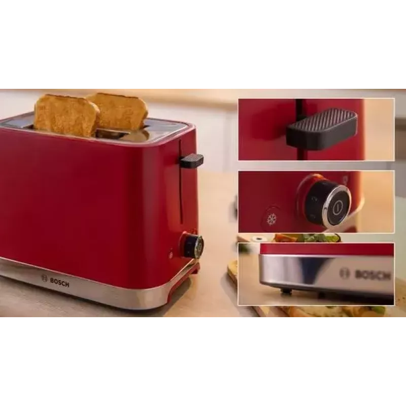 Hriankovač Bosch TAT4M224 2 plátky 950 W červená nehrdzavejúca oceľ