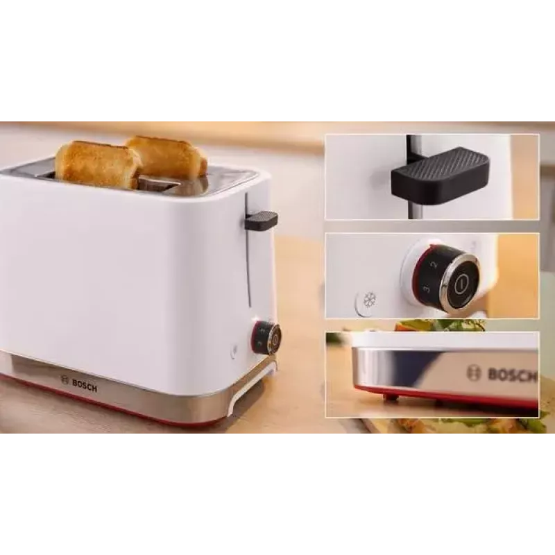 Hriankovač Bosch TAT4M221 2 plátky 950 W biela nehrdzavejúca oceľ