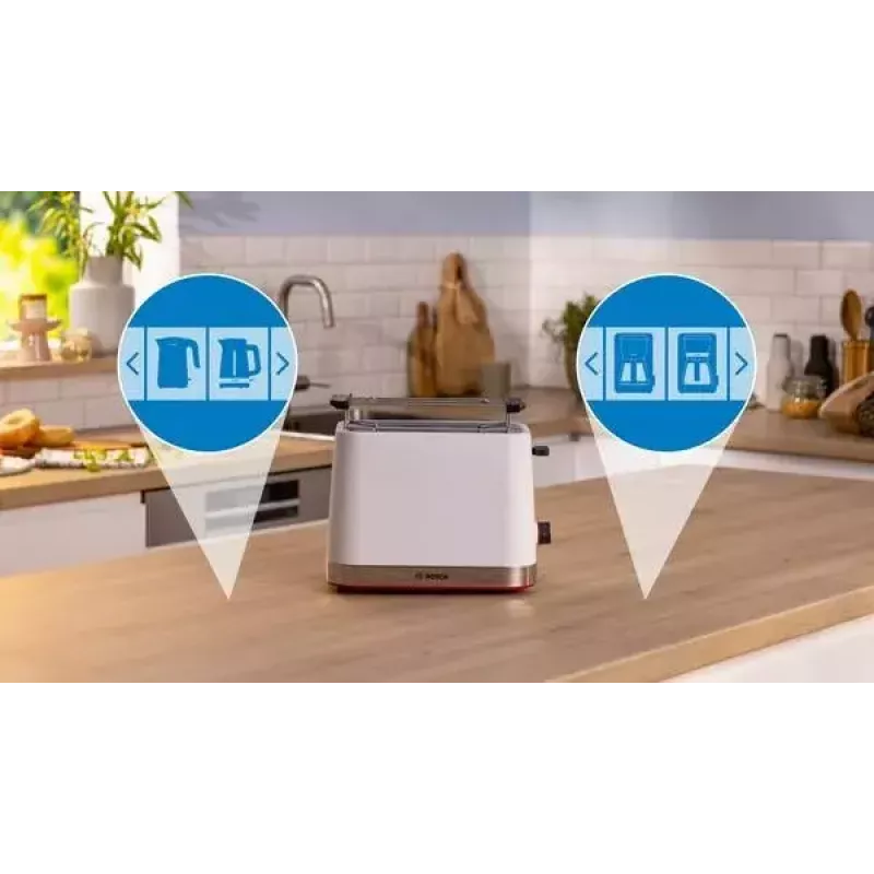 Hriankovač Bosch TAT4M221 2 plátky 950 W biela nehrdzavejúca oceľ