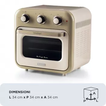 Ariete 4632 fritéza s horúcim vzduchom a rúra Vintage, 1400W, 2v1, kapacita 16L, príslušenstvo v balení, časovač 60 minút, dvojité sklo, béžová