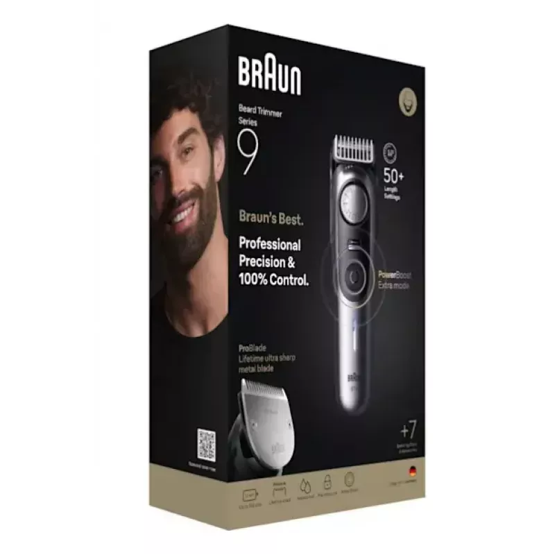 Braun BeardTrimmer 9 BT9520 zastrihávač brady batéria 52 2 cm mokré & suché čierna, sivá