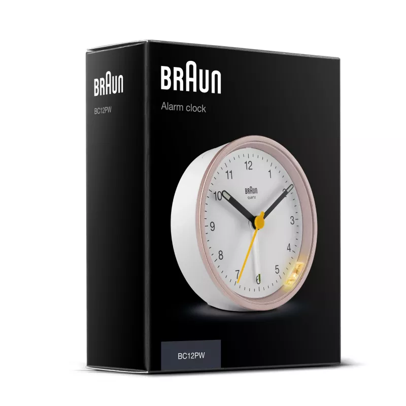 Kremenný budík Braun BC12 ružový, biely