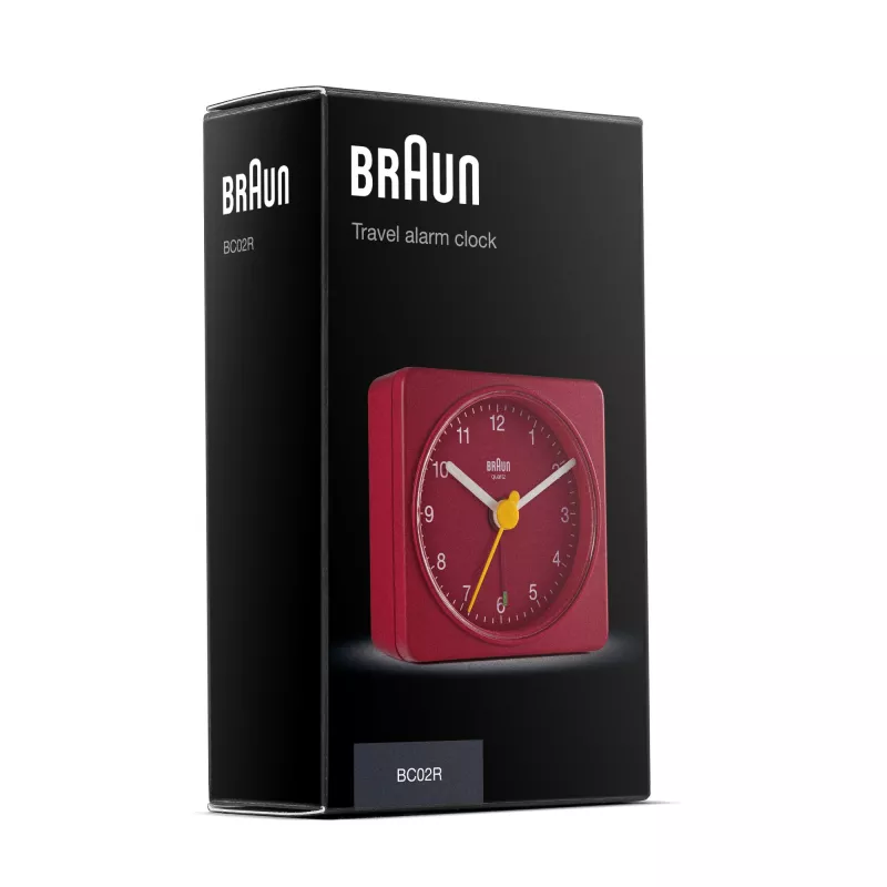 Budík Braun BC02R kremenné hodiny červený