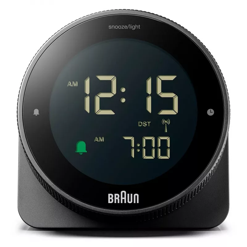 Rádiový budík BRAUN BC 24 B DCF čierny – rádiom riadený budík s digitálnym displejom