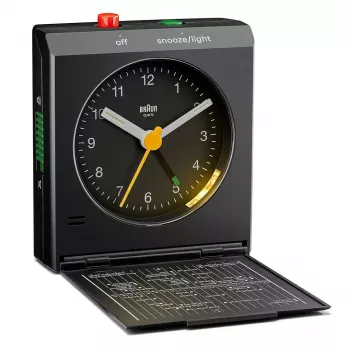 Budík BRAUN BC 05 B Quartz Foldable čierny — kompaktný cestovný budík