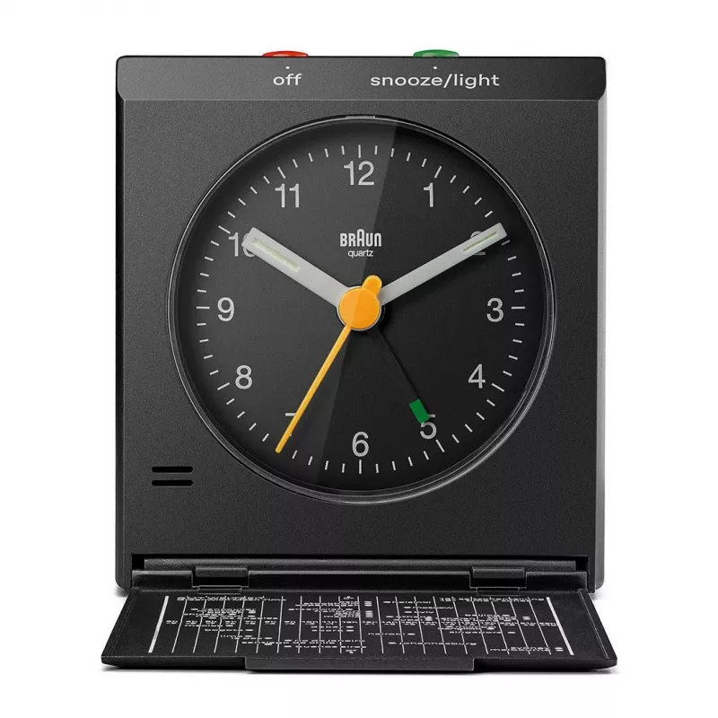 Budík BRAUN BC 05 B Quartz Foldable čierny — kompaktný cestovný budík