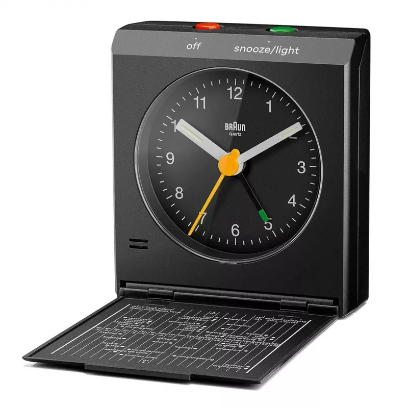 Budík BRAUN BC 05 B Quartz Foldable čierny — kompaktný cestovný budík