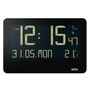 Nástenné/stolné hodiny Braun BC14B-DCF rádiový budík obdĺžnikové čierne