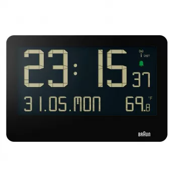 Nástenné/stolné hodiny Braun BC14B-DCF rádiový budík obdĺžnikové čierne