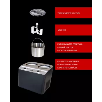 Unold Doppio kompresorový stroj na zmrzlinu 2,4 l 250 W čierna, saténová oceľ