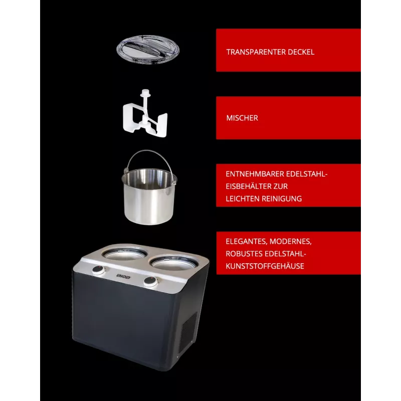 Unold Doppio kompresorový stroj na zmrzlinu 2,4 l 250 W čierna, saténová oceľ