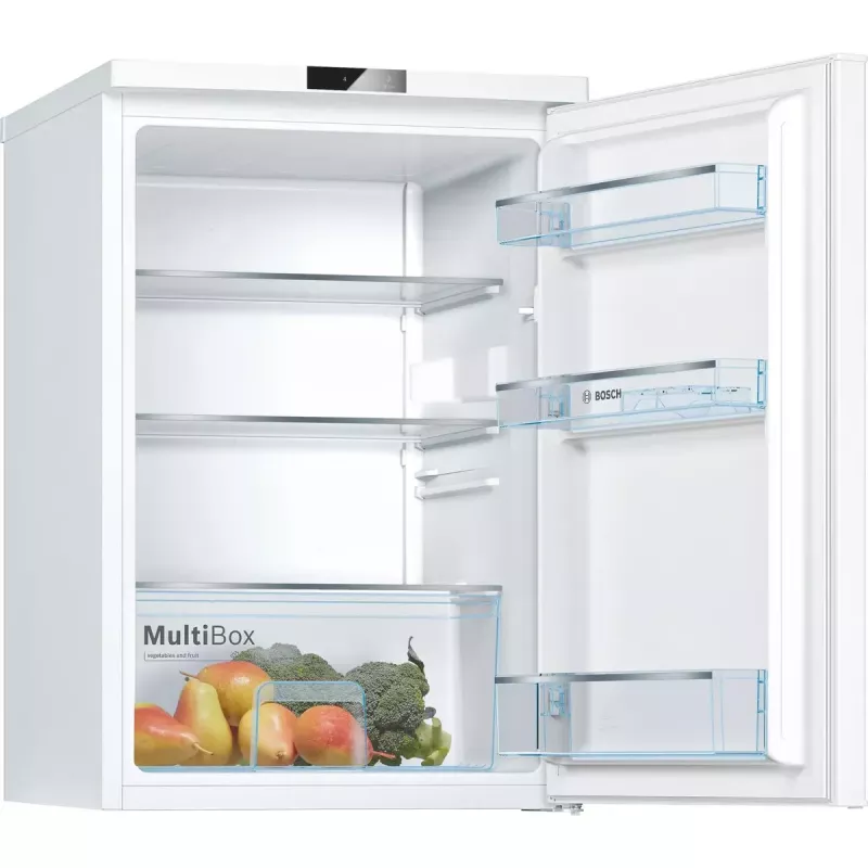 Chladnička Bosch Serie 2 KTR15NWEB, voľne stojaca, 134 l, biela, H850 × B560 × T580 mm, energetická trieda E