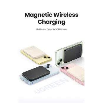 Ugreen 25208 Powerbank 10000 mAh bezdrôtové nabíjanie béžová