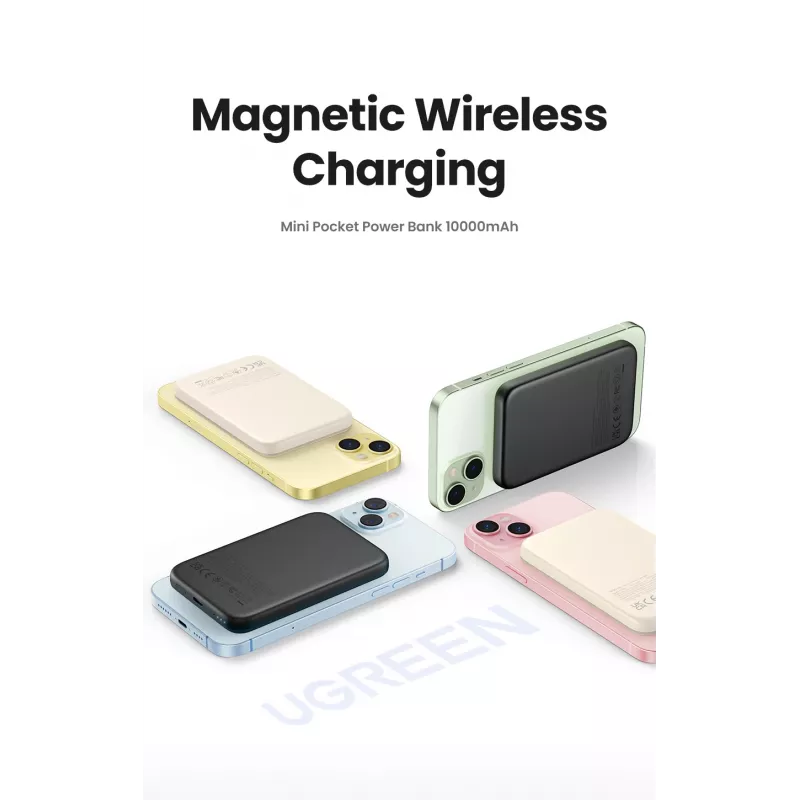 Ugreen 25208 Powerbank 10000 mAh bezdrôtové nabíjanie béžová