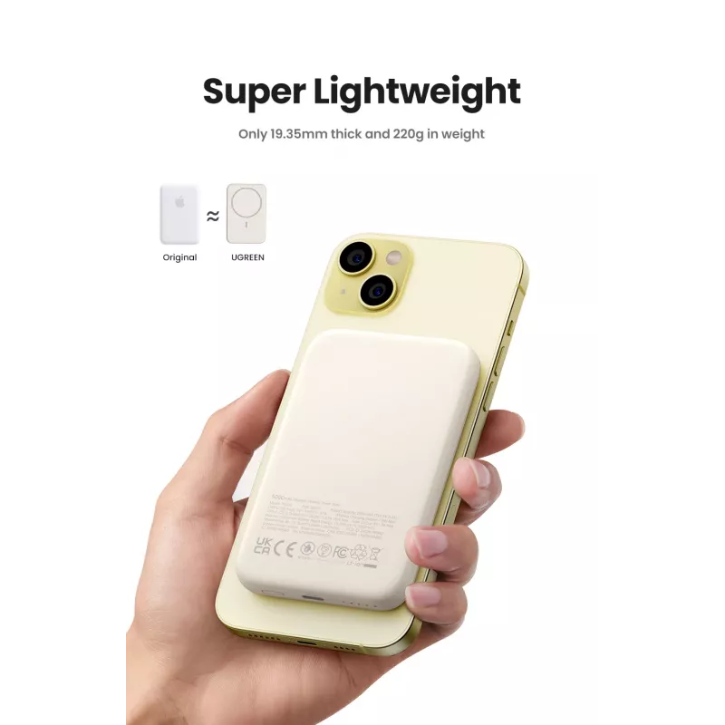 Ugreen 25208 Powerbank 10000 mAh bezdrôtové nabíjanie béžová