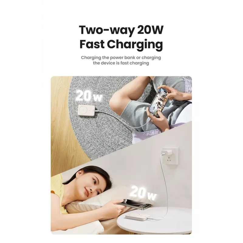 Ugreen 25208 Powerbank 10000 mAh bezdrôtové nabíjanie béžová