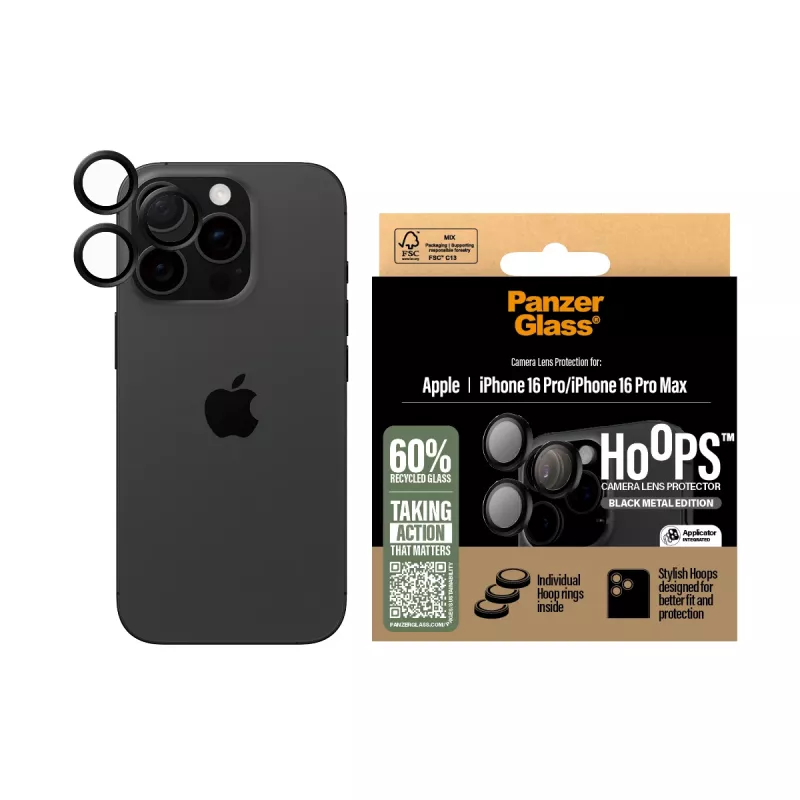 PanzerGlass ® Hoops® ochrana kamery čierna iPhone 16 Pro | 16 Pro Max