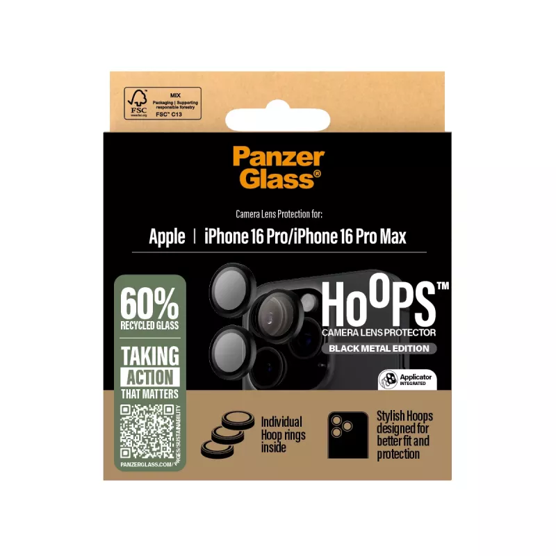 PanzerGlass ® Hoops® ochrana kamery čierna iPhone 16 Pro | 16 Pro Max