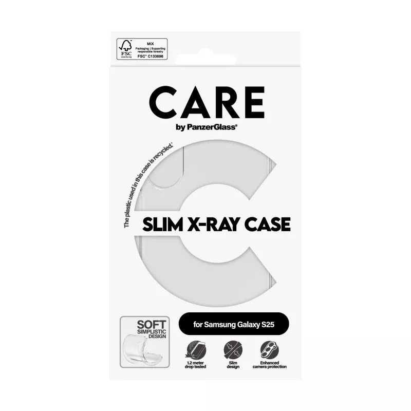 PanzerGlass CARE X-Ray Soft puzdro na Samsung Galaxy S25, priehľadné