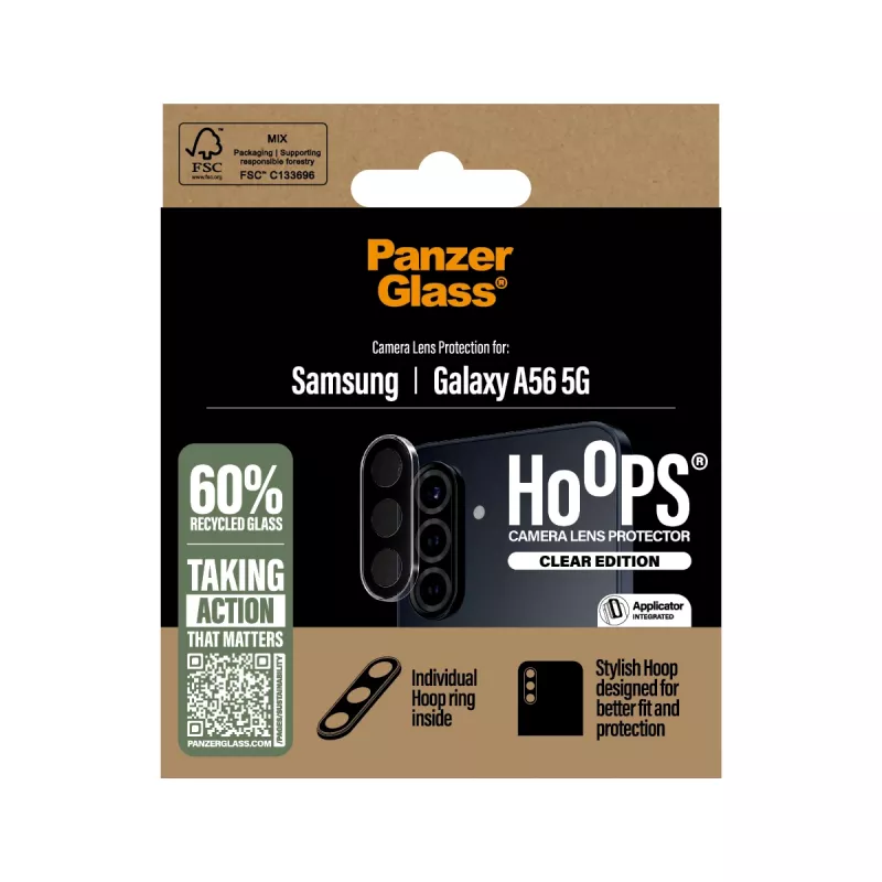 PanzerGlass Hoops transparentná ochrana kamery Samsung Galaxy A56 5G odolná proti poškriabaniu nárazuvzdorná