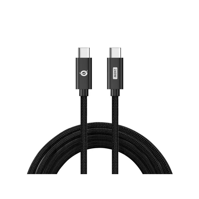 Conceptronic ETTA03B12 USB-C-USB-C PD 3.1 240 W rýchlonabíjací kábel 1,2 m, 48 V 5 A, 480 Mbit/s, E-Mark