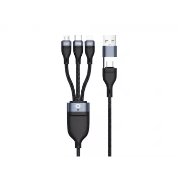 Conceptronic ETTA06B15 USB 3-in-1 PD 3.0 100W rýchlonabíjací kábel 1,5 m, 20V 5A, 480 Mbit/s, E-Mark