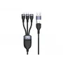 Conceptronic ETTA06B15 USB 3-in-1 PD 3.0 100W rýchlonabíjací kábel 1,5 m, 20V 5A, 480 Mbit/s, E-Mark