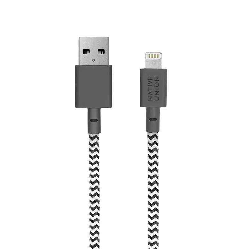 Native Union Belt kábel 1,2 m čierny biely Lightning USB A