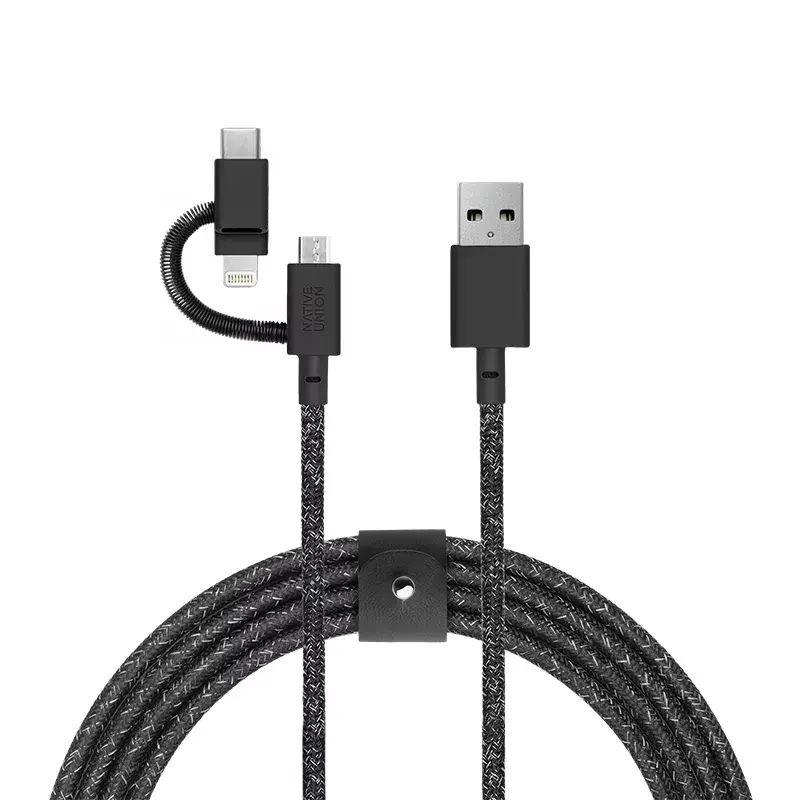USB kábel Native Union BELT-ULC-CS-BLK-NP 2m USB-A na USB-C/Micro-USB-A/Lightning čierny
