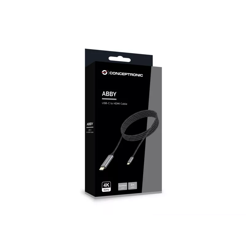 Conceptronic USB-C na HDMI kábel, konektor samec na konektor samec, 4K 60 Hz, 2 m, USB Type-C, HDMI, konektor samec, konektor samec, rovný