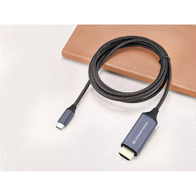 Conceptronic USB-C na HDMI kábel, konektor samec na konektor samec, 4K 60 Hz, 2 m, USB Type-C, HDMI, konektor samec, konektor samec, rovný