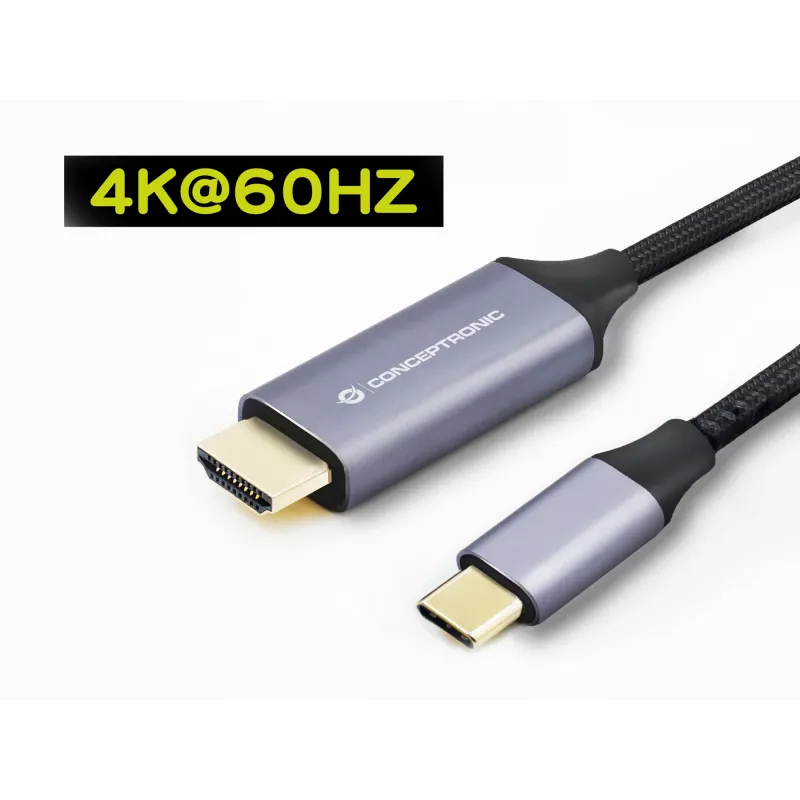 Conceptronic USB-C na HDMI kábel, konektor samec na konektor samec, 4K 60 Hz, 2 m, USB Type-C, HDMI, konektor samec, konektor samec, rovný