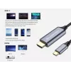 Conceptronic USB-C na HDMI kábel, konektor samec na konektor samec, 4K 60 Hz, 2 m, USB Type-C, HDMI, konektor samec, konektor samec, rovný
