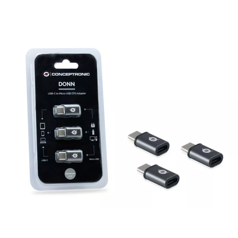 Conceptronic DONN USB-C na Micro USB OTG adaptér balenie 3 ks