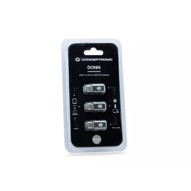 Conceptronic DONN USB-C na Micro USB OTG adaptér balenie 3 ks